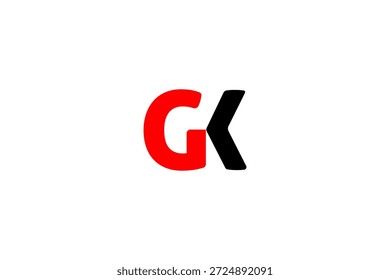 Design de logotipo GK arrojado com iniciais elegantes, simetria abstrata e composição de marca minimalista moderna