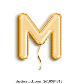 A bold and glossy 3D letter M stands prominently against a clean white background. The letter is rounded and smooth, with a shiny, reflective surface that gives it a modern and polished look. 
