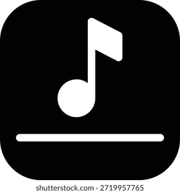 Icono de glifo en negrita de un archivo de audio con nota de música, icono de documento multimedia lleno.