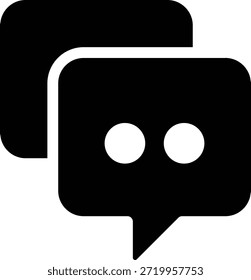 Icono de glifo en negrita de burbujas de chat, símbolo de diálogo de comunicación lleno.