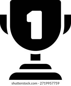 Ícone de glifo em negrito de um troféu, silhueta de realização de prêmio preenchida.
