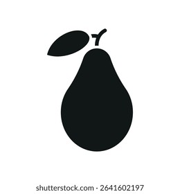 Bold glyph pear icon for healthy lifestyle, diet visuals, and food design.