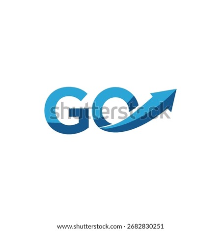 Bold Go logo featuring a blue curved arrow suggesting growth and progress. Ideal for branding, marketing, and business materials that emphasize momentum, success, and forward movement.