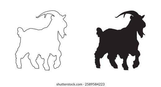 Bold Goat Silhouette - Strong Goat Outline for Web and Print
