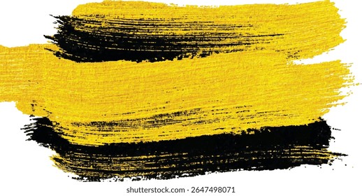 Bold gold and black paint strokes create a textured abstract background. The brushstrokes are layered and uneven, giving a dynamic feel.