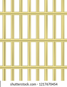 Bold golden jail bars pattern. Prison cell seamless vector.