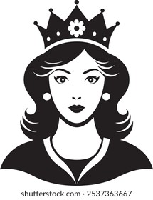 Bold and Graceful: A Queen’s Silhouette in Black Symbolizing Regal Power and Beauty