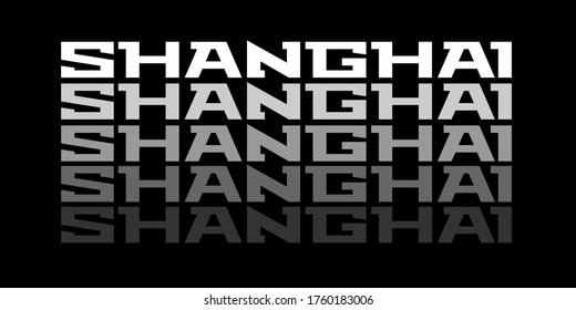 Bold gradient Shanghai City Vector Logo for marketing, tourism, travel and events promotion in white and grey font on black background