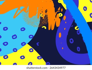 Bold graffiti background with blue and orange strokes, layered spray effects, and gritty textures. Urban-inspired design perfect for digital art and street visuals.
