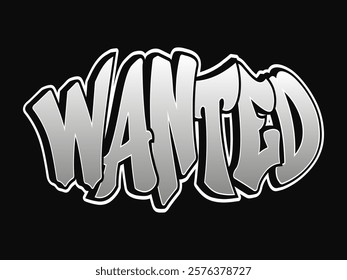 Bold graffiti style mural declaring wanted in urban environment with striking contrast and artistic flair