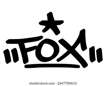 Bold graffiti tag of “Fox” in black urban lettering. A smart and sleek animal design with street attitude, perfect for edgy graphics and youth fashion.