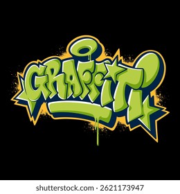 Bold graffiti text in vibrant spray-painted style, with dynamic street art elements and urban flair. Perfect for posters, t-shirts, logos, album covers, and streetwear designs.