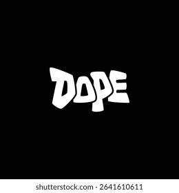 Bold graffiti-style "Dope" text vector in abstract shape, perfect for streetwear branding, youth culture, and urban design