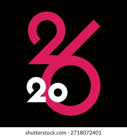 Un Diseño gráfico atrevido con números rosas y blancos sobre un fondo negro sólido, creando un contraste visual llamativo con una estética moderna
