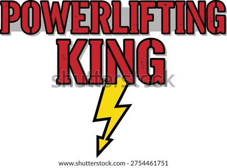 Bold graphic design featuring powerlifting and a lightning bolt symbol
