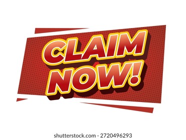 Un Diseño gráfico atrevido con el RECLAMO de texto NOW! en letras Grandes y llamativas sobre un fondo rojo con Formas dinámicas.