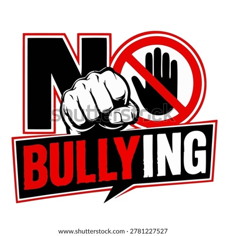 Bold Graphic Design Illustrating a Powerful Fist and a Stop Sign Against Bullying