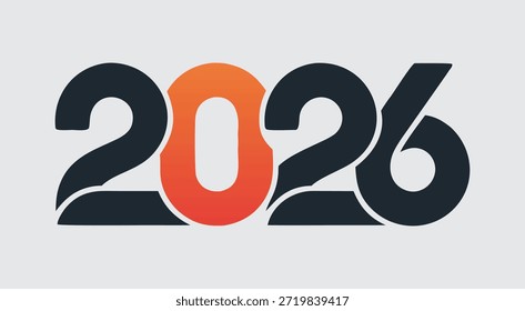 Números gráficos en negrita 2026 con Ilustración vectorial de gradiente.