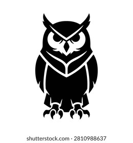 Bold graphic owl emblem a symbol of insight and keen observation. Ideal for branding education or security concepts.