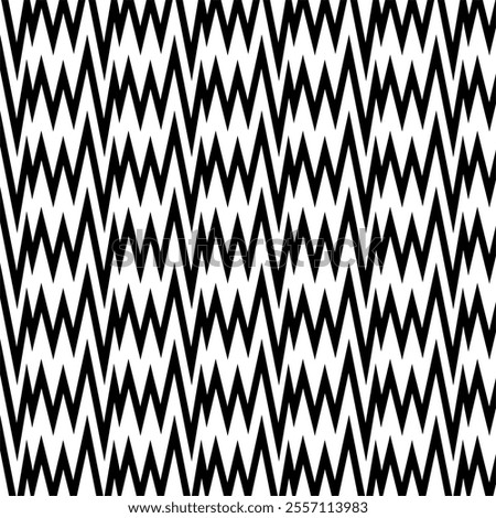 A bold and graphic seamless pattern featuring thick black and white zigzag stripes. Perfect for creating eye-catching backgrounds, adding texture to designs, or as a repeating element in various 