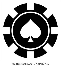 Bold graphic of a spade symbol within a gear shape, representing strategy, gaming, or a poker chip design.