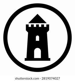 Bold graphic tower icon for corporate identity.