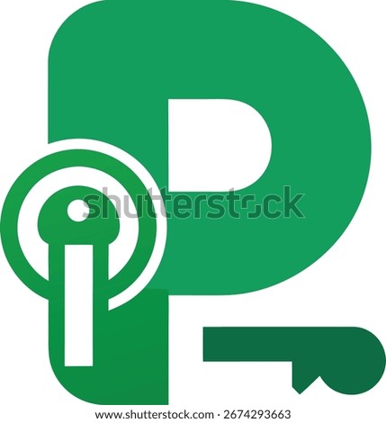 A bold green letter P combined with a stylized key symbol, suggesting concepts of access, security, and solutions. This striking graphic is perfect for technology, business, or security-related themes