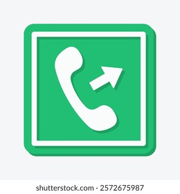 A bold green phone call icon vector with an arrow symbol, perfect for indicating outgoing calls in communication apps or contact related designs