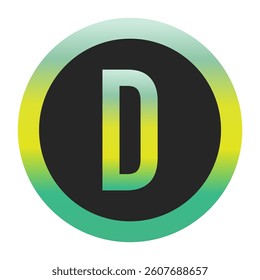 Bold Green and Yellow Capital Letter D on a Black Circle with a Gradient Eco-Friendly Border Representing World Environment Day and Sustainability