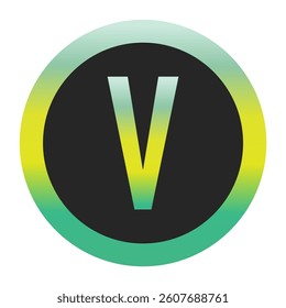 Bold Green and Yellow Capital Letter V on a Black Circle with a Gradient Eco-Friendly Border Representing World Environment Day and Sustainability