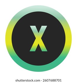Bold Green and Yellow Lowercase Letter x on a Black Circle with a Gradient Eco-Friendly Border Representing World Environment Day and Sustainability