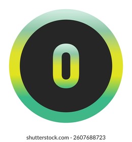 Bold Green and Yellow Lowercase Letter o on a Black Circle with a Gradient Eco-Friendly Border Representing World Environment Day and Sustainability