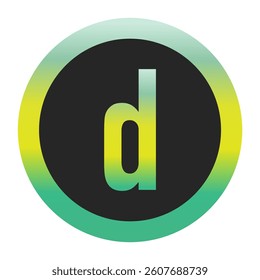 Bold Green and Yellow Lowercase Letter d on a Black Circle with a Gradient Eco-Friendly Border Representing World Environment Day and Sustainability