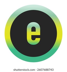 Bold Green and Yellow Lowercase Letter e on a Black Circle with a Gradient Eco-Friendly Border Representing World Environment Day and Sustainability