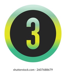 Bold Green and Yellow Number 3 on a Black Circle with a Gradient Eco-Friendly Border Representing World Environment Day and Sustainability