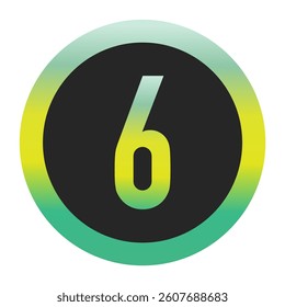 Bold Green and Yellow Number 6 on a Black Circle with a Gradient Eco-Friendly Border Representing World Environment Day and Sustainability