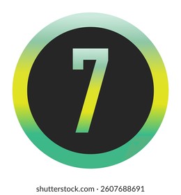 Bold Green and Yellow Number 7 on a Black Circle with a Gradient Eco-Friendly Border Representing World Environment Day and Sustainability