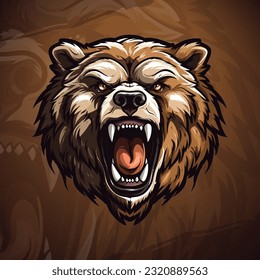 Bold Grizzly Bear Logo: Striking Vector Graphic for Athletic and Gaming Teams