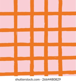 Negrito padrão de verificação laranja groovy inspirado no estilo retro dos anos 70. Perfeito para têxteis, papéis de parede, embalagens e projetos digitais. Apresenta verificações geométricas contínuas em uma paleta vintage vibrante.