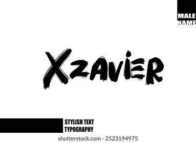 Bold Grunge And Rough Brush Text Typography Of Baby Boy Name Xzavier