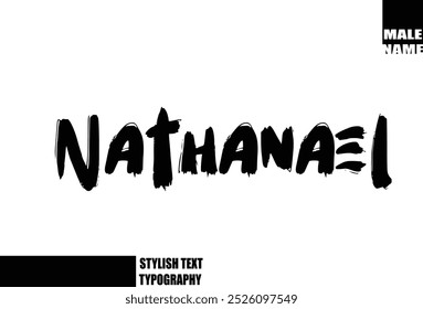 Grunge Audaz Y Rough Brush Texto Tipografía De Baby Boy Nombre Nathanael
