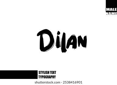 Bold Grunge And Rough Brush Text Typography Of Baby Boy Name Dilan