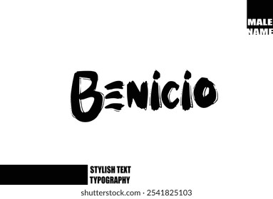 Bold Grunge And Rough Brush Text Typography Of Baby Boy Name Benicio