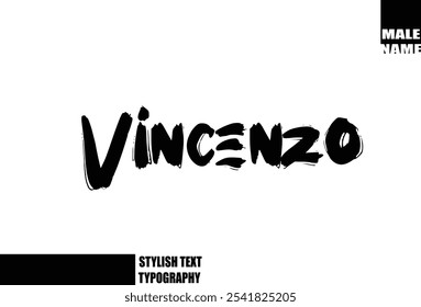 Bold Grunge And Rough Brush Text Typography Of Baby Boy Name Vincenzo