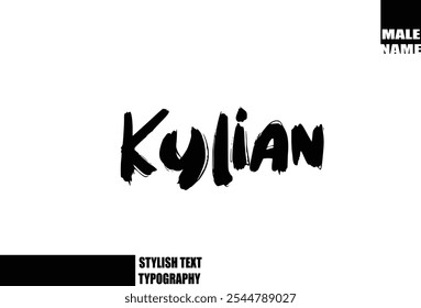 Negrito Grunge E Escova Áspero Texto Tipografia Do Nome Do Menino Do Bebê Kylian