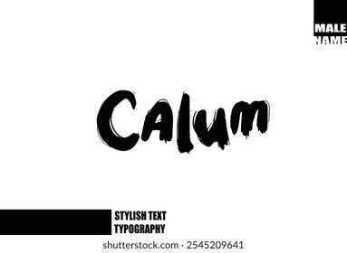Grunge Audaz Y Pincel Áspero Texto Tipografía Del Nombre Del Bebé Calum