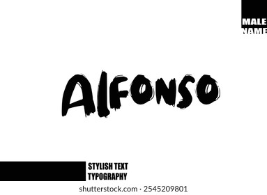 Bold Grunge And Rough Brush Text Typography Of Baby Boy Name Alfonso