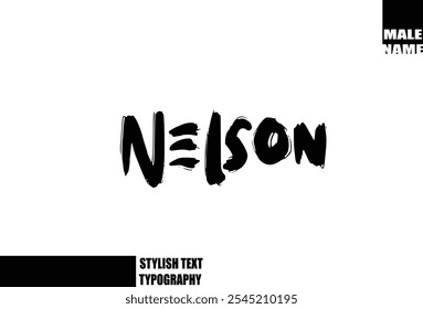 Bold Grunge And Rough Brush Text Typography Of Baby Boy Name  Nelson