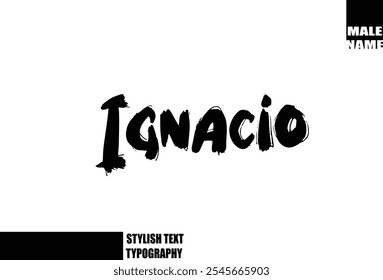 Bold Grunge And Rough Brush Text Typography Of Baby Boy Name Ignacio