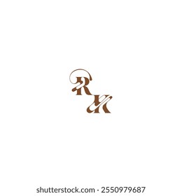bold and hairline initial wedding logo concept RK elegant curve monogram letter